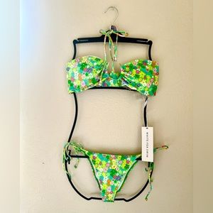 White Fox Summer Sea Bikini Top + Cabo Bottoms in Lime Fleur 🍋